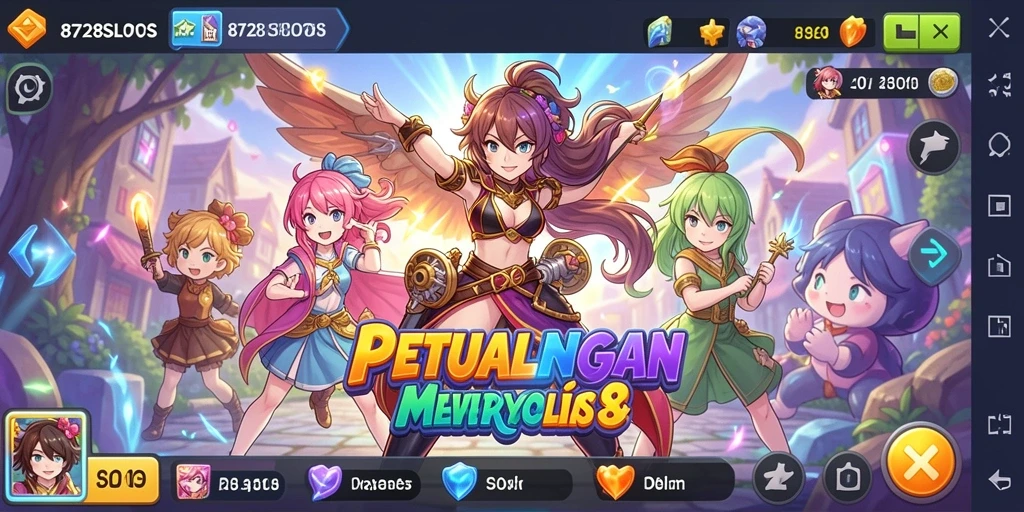 Tampilan gameplay 8728SLOTS dengan karakter anime yang menarik.