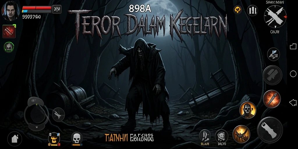 Screenshot gameplay 898A menunjukkan suasana horor yang mencekam.
