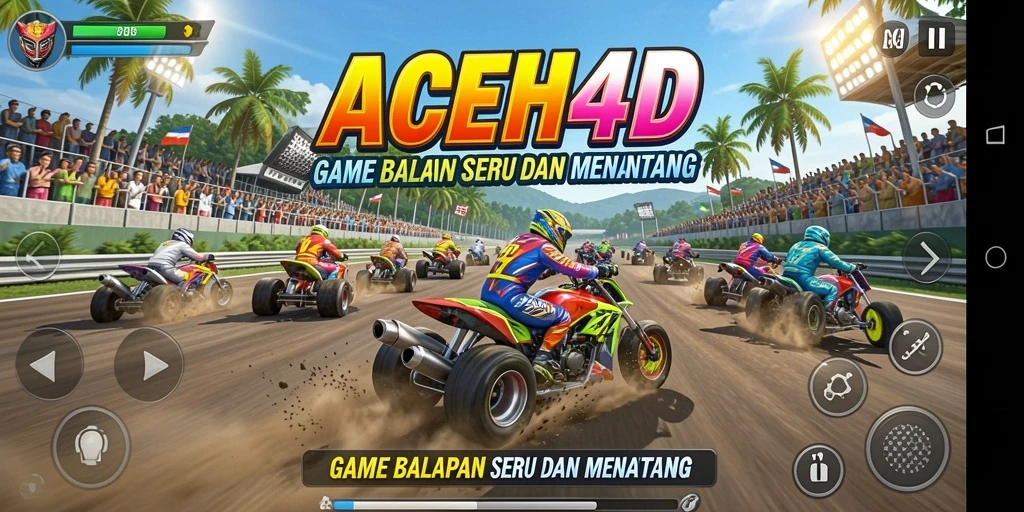 Tampilan gameplay seru dalam balapan ACEH4D di berbagai trek.