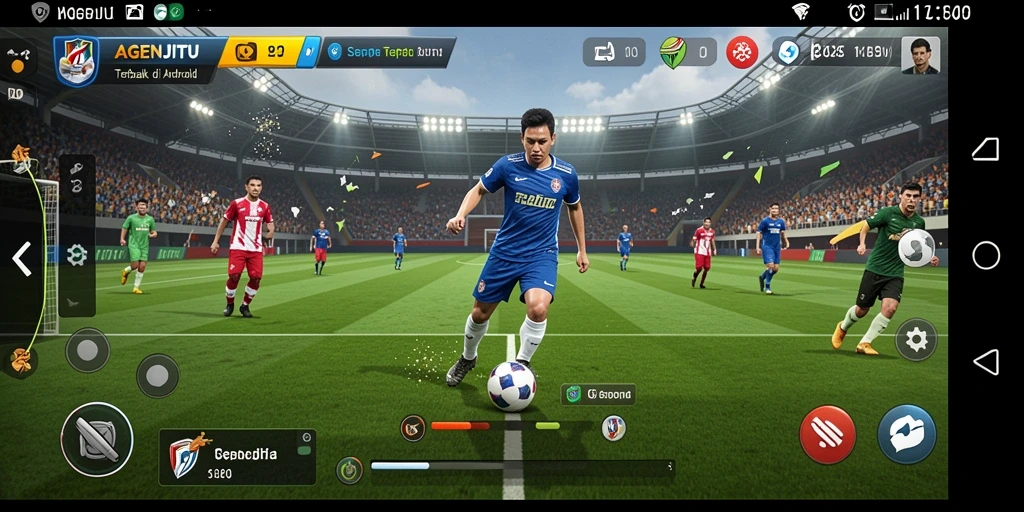 Tampilan gameplay AGENJITU yang mendebarkan di lapangan sepak bola.