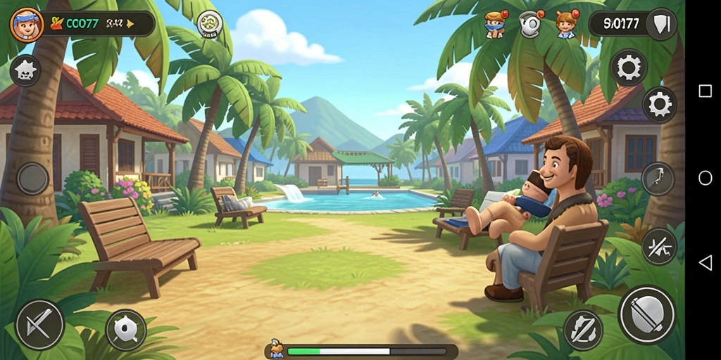 Tampilan gameplay COO77 yang menarik dan penuh warna.