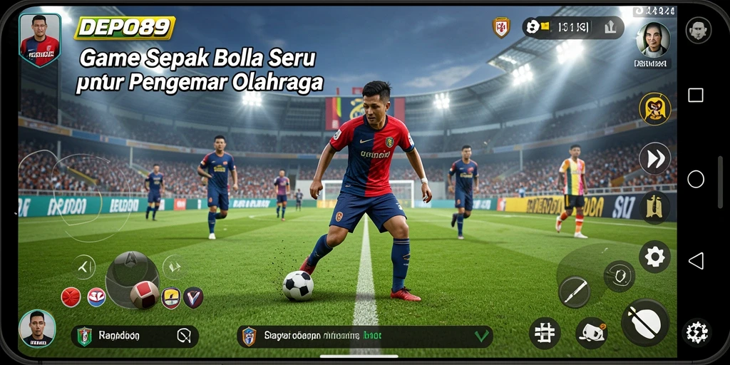 Tampilan gameplay menarik dari DEPO89 yang menggambarkan aksi sepak bola.