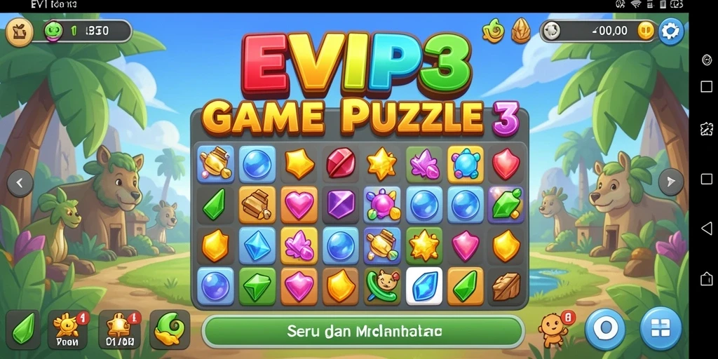 Tampilan gameplay EVIP3 yang penuh warna dan menarik.