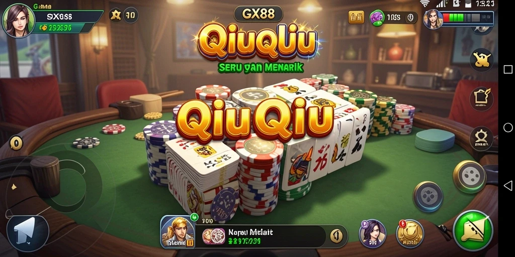 Tampilan gameplay seru dari GX88 dengan kartu QiuQiu.