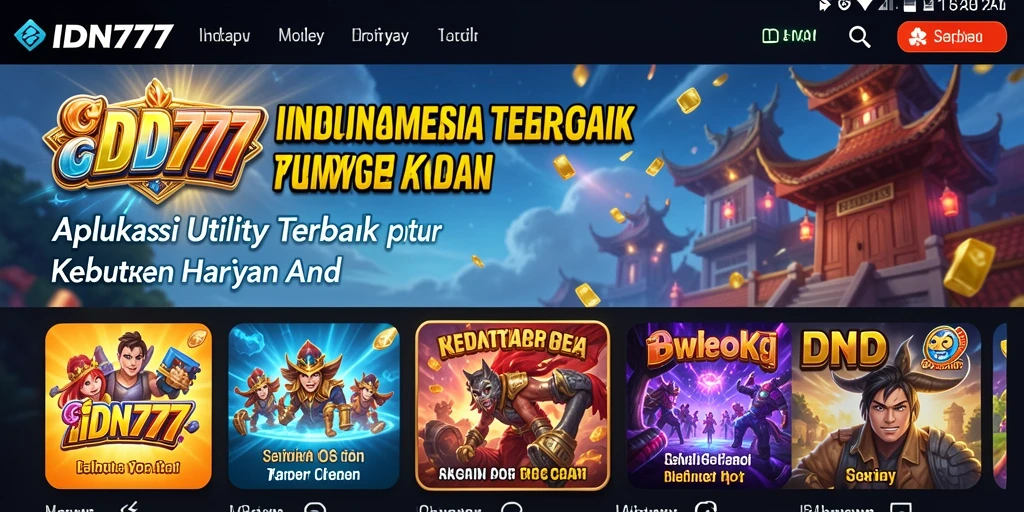 Tampilan antarmuka utama IDN777 dengan fitur-fitur utility.