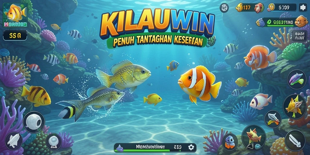 Tampilan gameplay KILAUWIN yang seru saat memancing di laut.