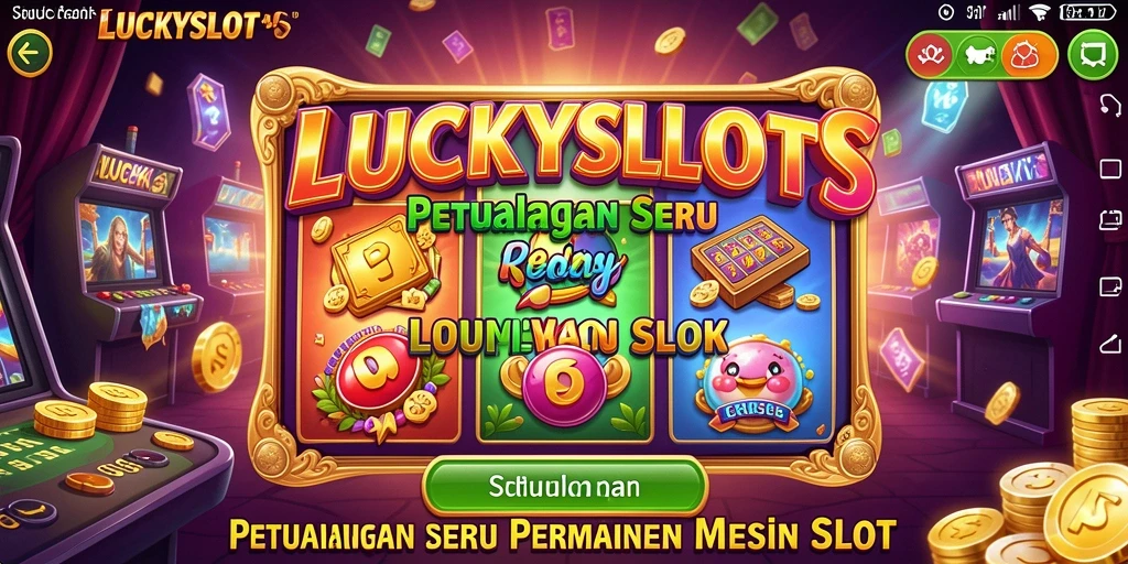 Screenshot LUCKYSLOTS menunjukkan aksi seru dalam permainan mesin slot petualangan.