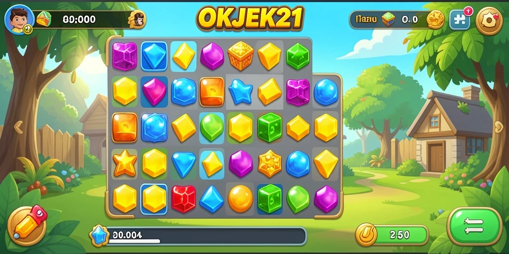 Gameplay seru dan menantang di OKJEK21 dengan elemen Match-3.