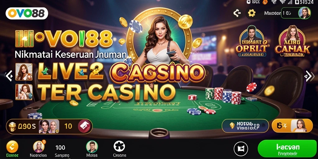 Screenshot OVO88 menampilkan dealer langsung dan gameplay menarik Live Casino.