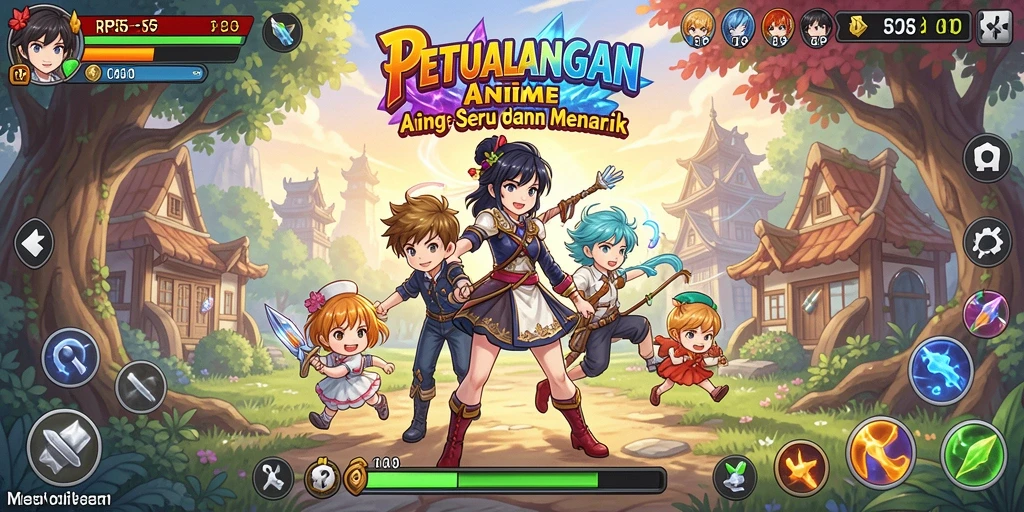 Screenshot RP55 menampilkan karakter utama dalam pertempuran epik di dunia anime.