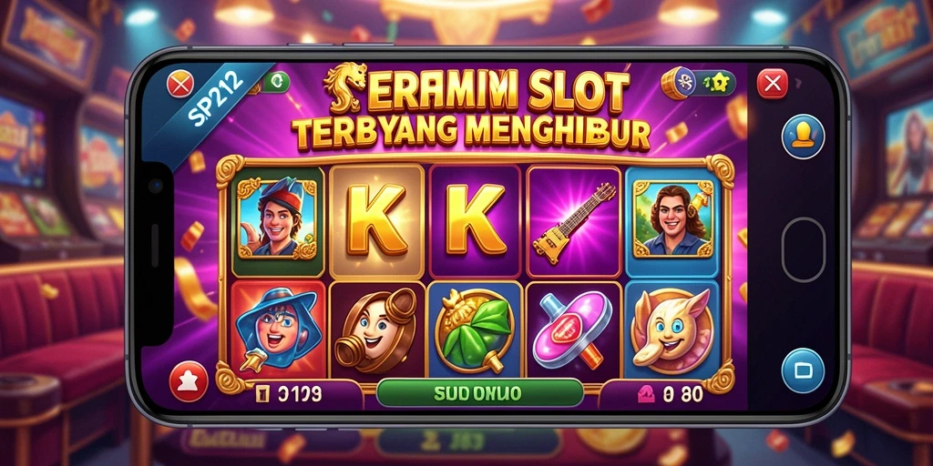 Tampilan gameplay SP212 dengan gulungan slot yang berputar dan simbol yang menarik.